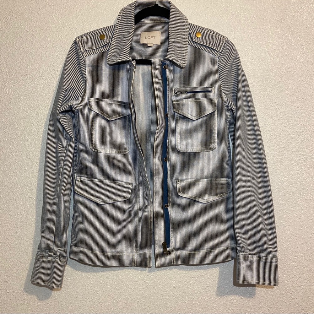 LOFT Ann Taylor Railroad Stripe City Jacket